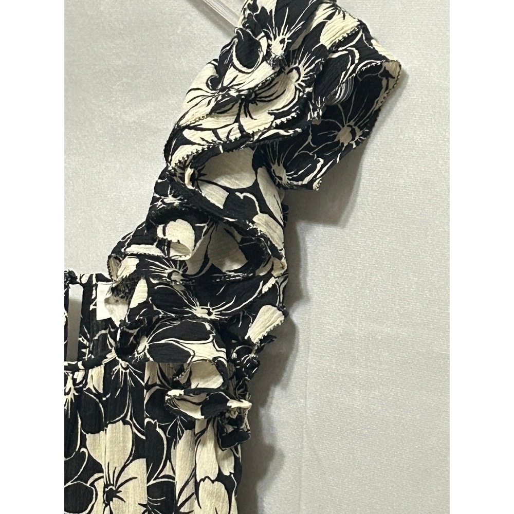 The Great Black White Floral Ruffle Maxi Dress Scoop Neck Size 1 - Small - Picture 10 of 16